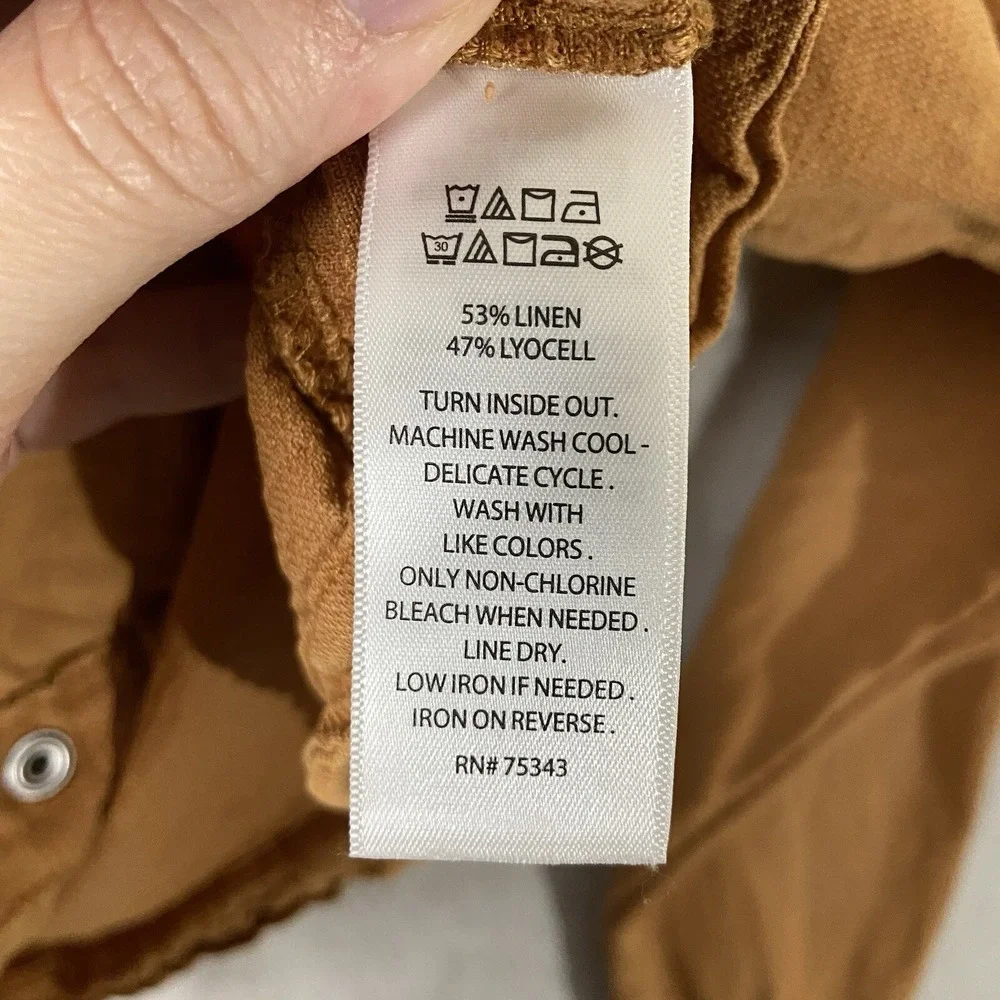 Christian Siriano NY Linen Blend Jacket Snap Closure Orange Women's M Minimal - Picture 3 of 6